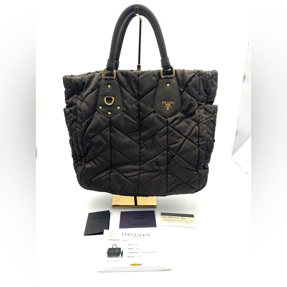 Prada rare Quilted Tessuto
Tote. Chocolate Brown with COA